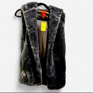 Burning Man Style Faux Fur Hood Vest  New w Tags